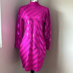 St. John Mock Neck Sequence Dress